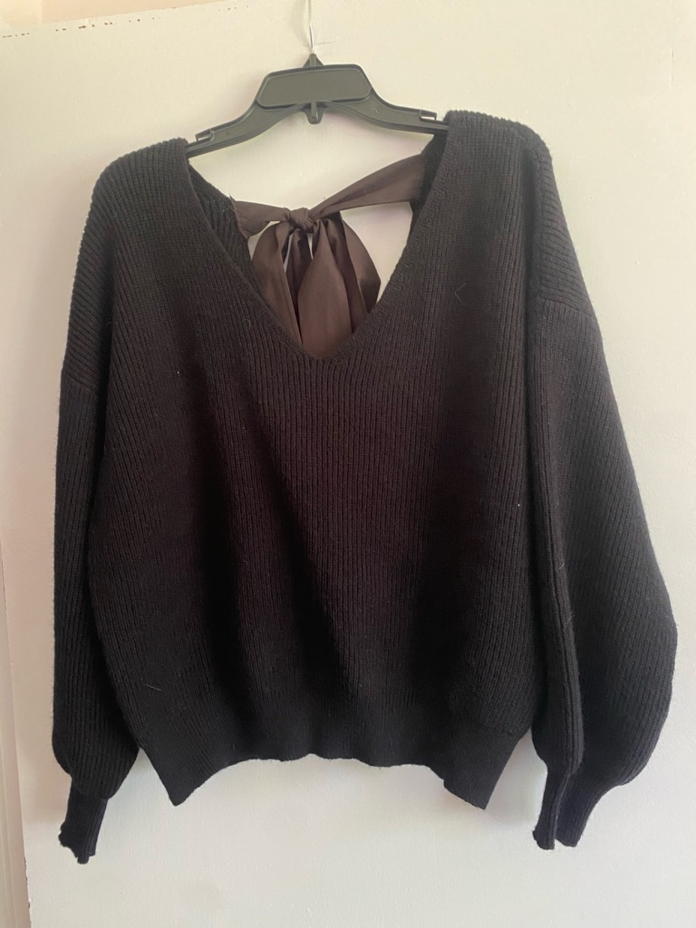 Knit Black Lantern Sleeve Sweater- Size L